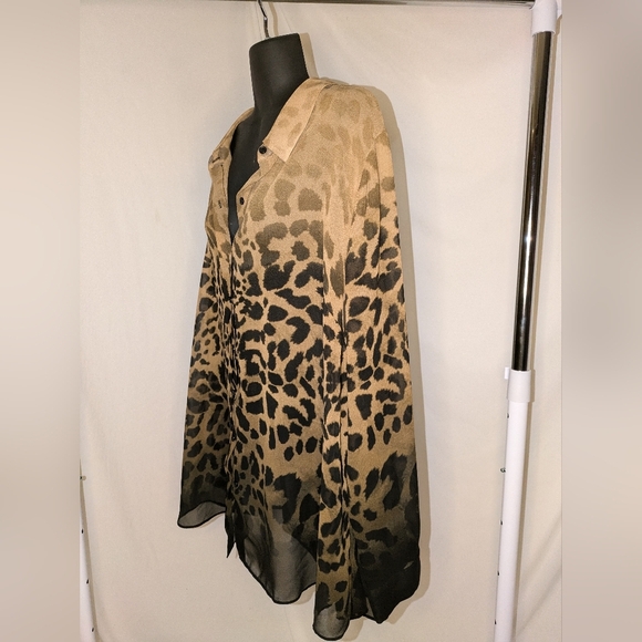Lane Bryant Sheer Animal Print Blouse - Picture 3 of 7